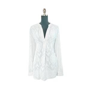 LOFT Off-White V-Neck Boho Blouse - Size XL